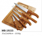 Conj. Churrasco 6pç., em inox e bambu - MB-19153