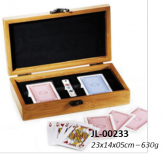 Jogo de Cartas e Dados, estojo em bambu - JL-00233