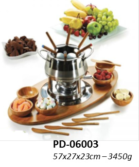 Conj. Fondue em inox e bambu - PD-06003