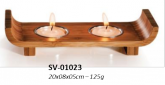 Suporte para 2 Velas em bambu e alumínio - SV-01023