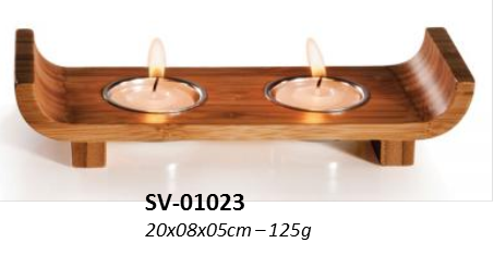 Suporte para 2 Velas em bambu e alumínio - SV-01023