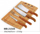 Conj. Churrasco 5pç., em inox e bambu - MB-21543