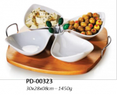 Conj. Petiscos, em bambu e porcelana - PD-00323