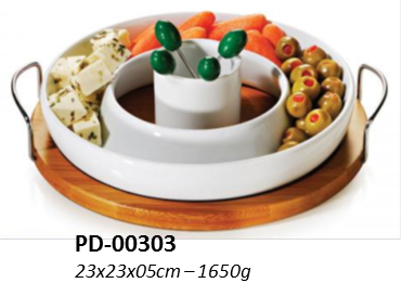 Conj. Petiscos, em bambu e porcelana - PD-00303