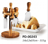 Conj. Queijo em bambu e inox - 5pç. - PD-00243