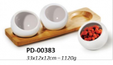 Conj. Petiscos, em bambu e cerâmica - PD-00383