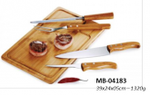 Conj. Churrasco 5pç., em inox e bambu - MB-04183