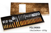 Faqueiro em inox e bambu - 24pç. - FQ-24003