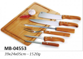 Conj. Churrasco 7pç., em bambu e inox - MB-04553