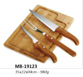 Conj. Churrasco 4pç., em inox e bambu - MB19123