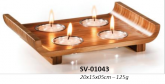 Suporte para 4 Velas em bambu e alumínio - SV-01043