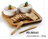 Conj. Petiscos e Patés, em bambu e cerâmica - PD-00543