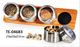 Porta Condimentos em bambu e inox - TE-04683
